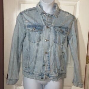 FOREVER 21 MEN DENIM Distressed Denim Jacket